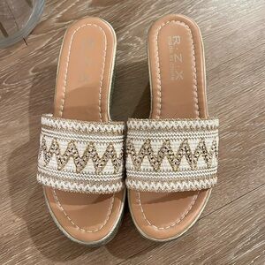 Gold and white wedges.